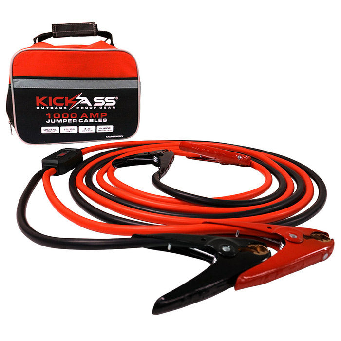 KickAss Heavy Duty Car Jumper Cables - 1000 Amp - Surge Protected 16FT –  KickAss Products USA
